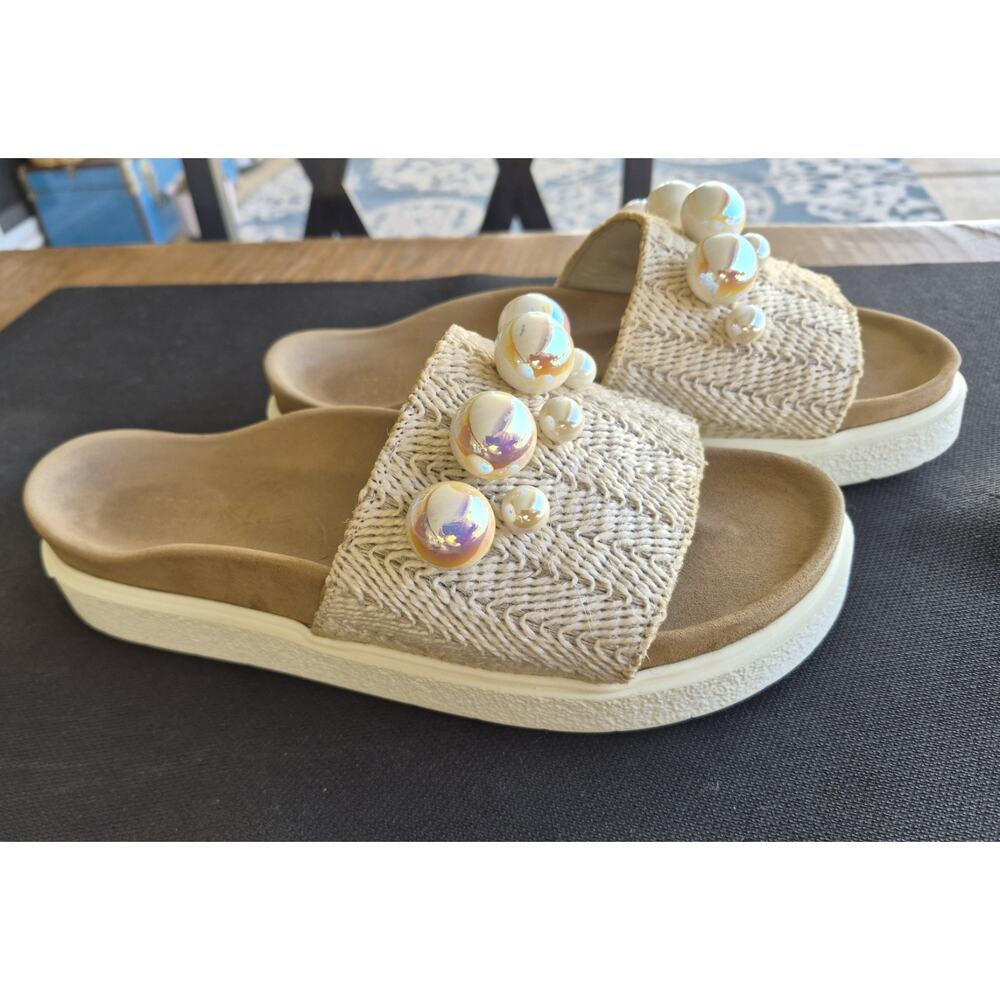 Marni x INUIKII Pearl Sandals Raffia Slides Luxury Designer Rare Limited Ed 8.5